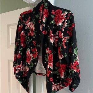 Hybrid & Company Floral Blazer - Black and Red